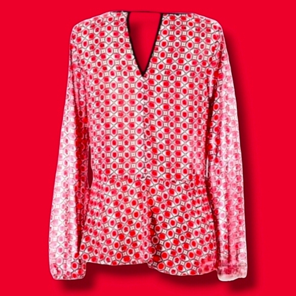 ❤️Eyelash Couture- Semisheer Pink, Black & Whitel Long Sleeve Top - Picture 3 of 8